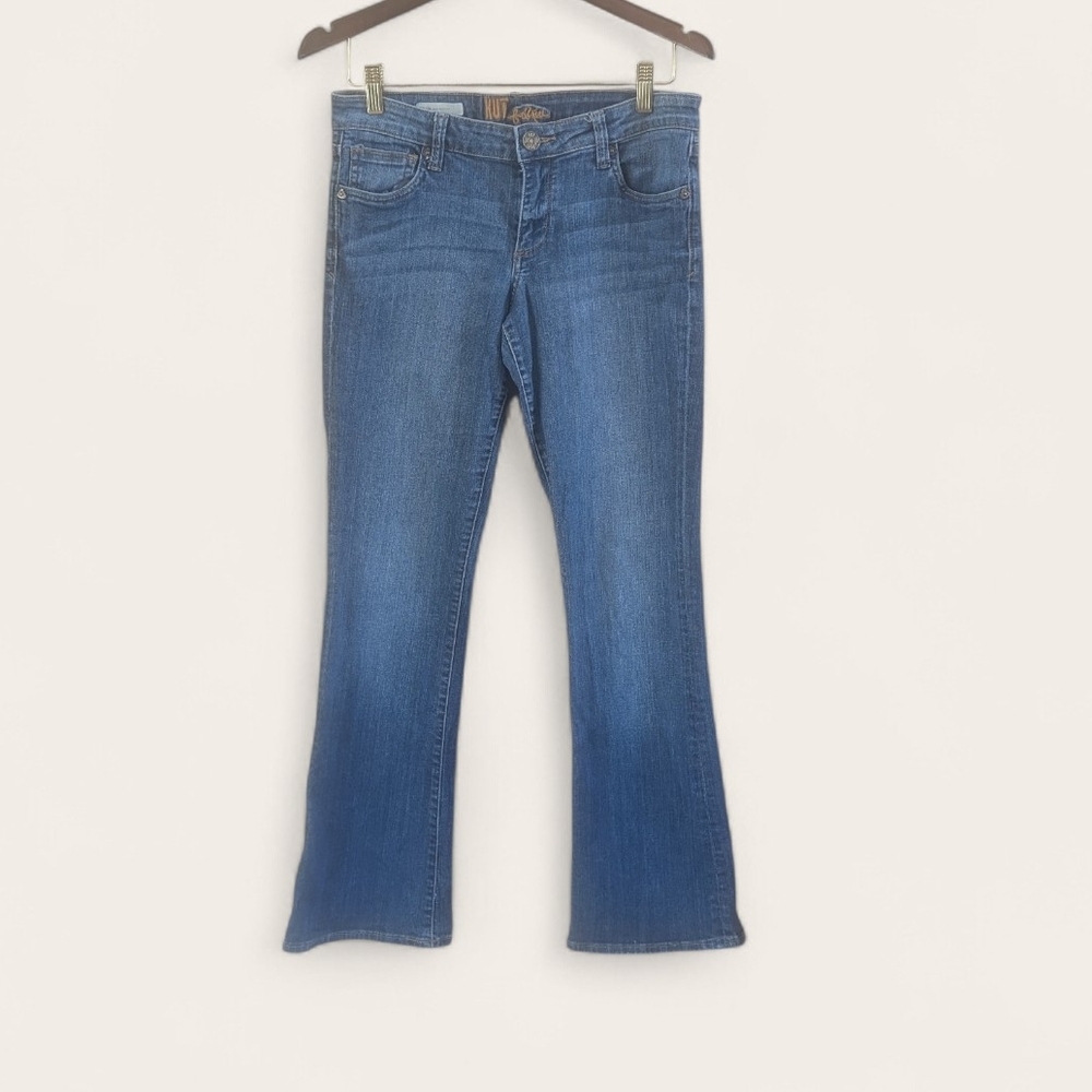 Kut from the Kloth Felicia Low Rise Baby Bootcut Jeans Women Size 6 Blue Denim
